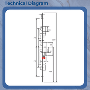 ERA Multipoint Door Lock – Split Spindle with Latch, Deadbolt, 2 Large Hooks & 2 Rollers – Option 2 (730mm Top Hook to Spindle)