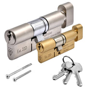 UPVCSTORE TS007 3 Star thumbturn euro cylinder in brass and nickel