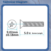 M5 Fixing Screws For Upvc Espag Window Handles M5 10mm - 45mm Phillips Countersunk Machine Screws Flat Head