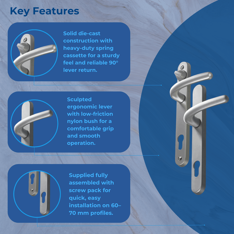 Balmoral Sprung 92/62 pz Offset Snib Lever Lever Door Handle 215mm Screws