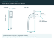 Yale Quartus inline handle dimensions: 43mm fixing centres, 160mm length and 49mm projection