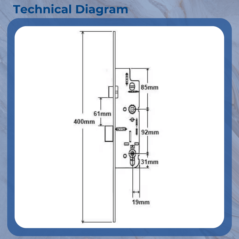 GU Old Style Overnight Lock – Lift Lever Operation with 16mm Faceplate for uPVC and Timber Doors