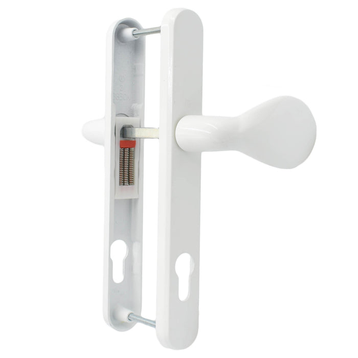 UPVC White Door Handle Set 92PZ Sprung Lever Pad PVC 215mm Fix Hoppe Atlanta