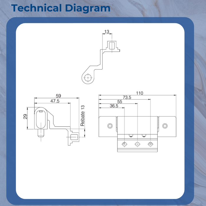 Upvc Door Hinges - 110mm adjustable Rebated Butt Hinge 13mm Rebate White