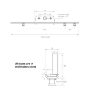 Offset U-Track Mushroom Espag Window Lock 22mm Backset 250 400 600 800 1000mm