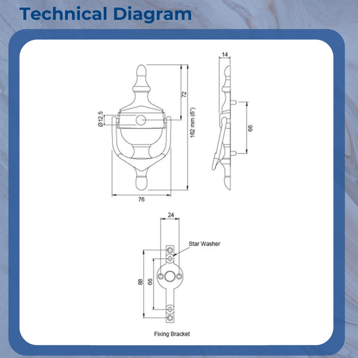 Fab Fix Door Knocker Nu Victorian Urn 6" Medium Face Fix High Quality