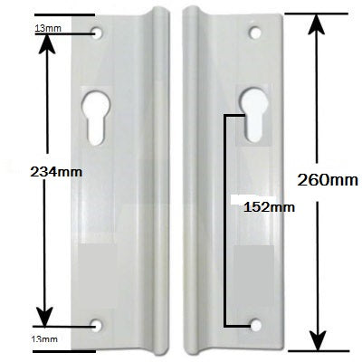 uPVC Fuhr Sliding Patio Door Handle 90pz - Inline Lever Pair Set 210mm screw centres