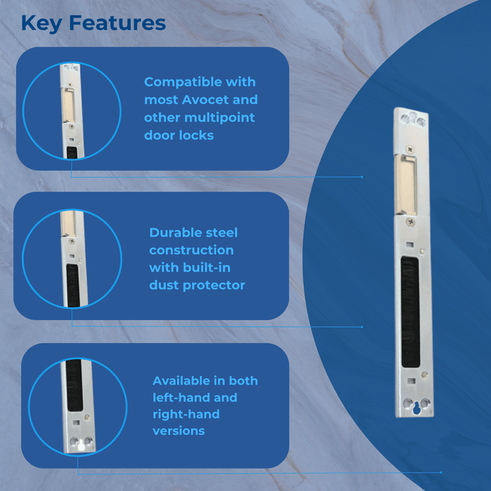 Universal Upvc Door Latch & Deadbolt Plate Centre Keep - Avocet