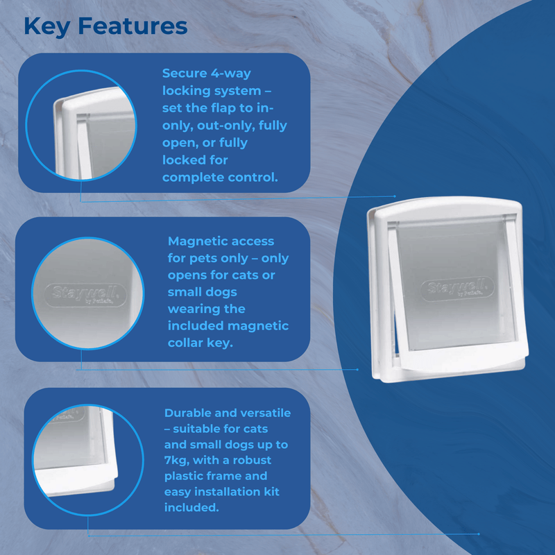 Staywell Magnetic 4-Way Locking Classic Pet Flap – Secure Cat & Small Dog Door