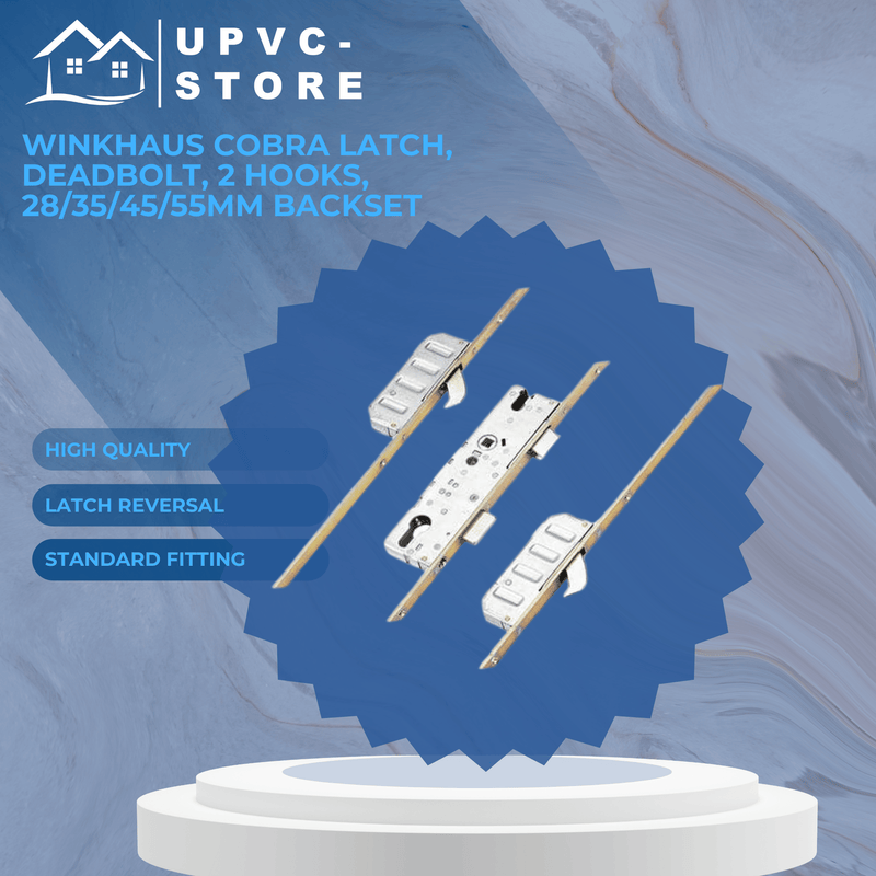 Winkhaus Cobra Latch, Deadbolt, 2 Hooks, 28/35/45/55mm Backset