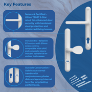 UPVC Ultion 2-Star TS007 Lever Pad Door Handles – 92/62mm PZ, Sprung, 211mm Screw Centres – Secure Multipoint Locking