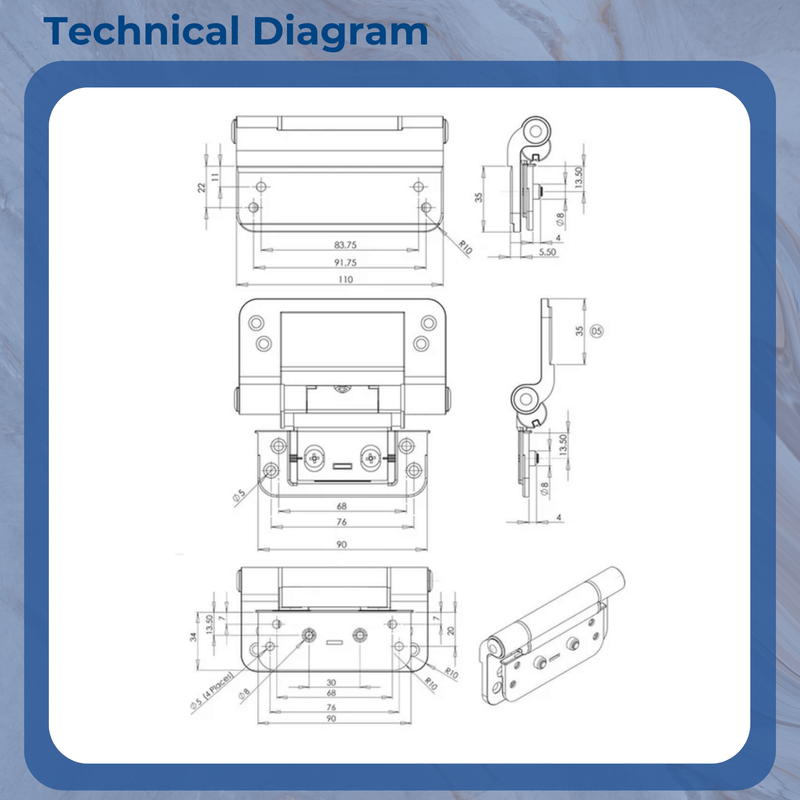 TROJAN 3-D COMPOSITE DOOR HINGE FOR DOOR STOP DOORS CDH1