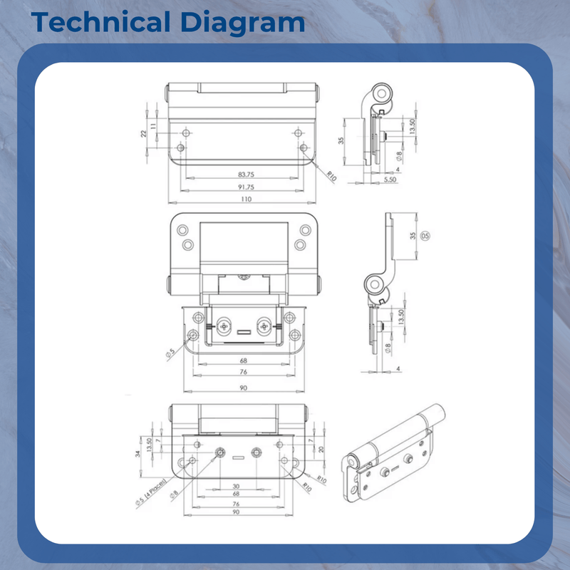 TROJAN 3-D COMPOSITE DOOR HINGE FOR DOOR STOP DOORS CDH1
