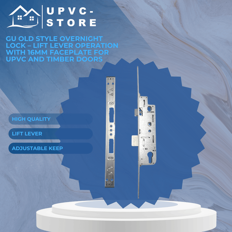 GU Old Style Overnight Lock – Lift Lever Operation with 16mm Faceplate for uPVC and Timber Doors