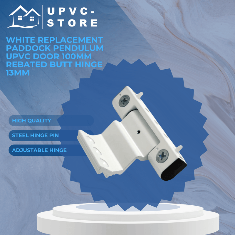 White Replacement Paddock Pendulum Upvc Door 100mm Rebated Butt Hinge 13mm