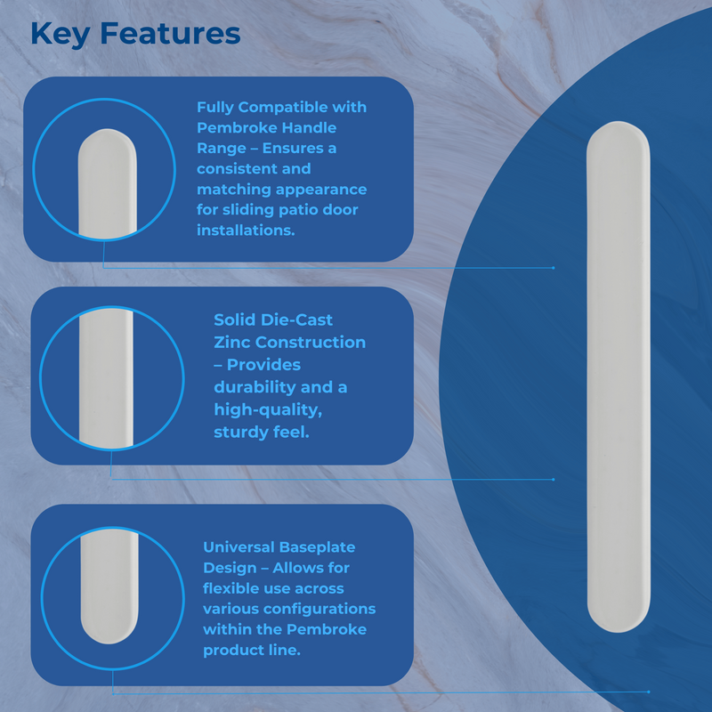 Pembroke Sliding Patio Door Exterior Blank Plate – Matching Backplate for uPVC, Timber & Aluminium Doors