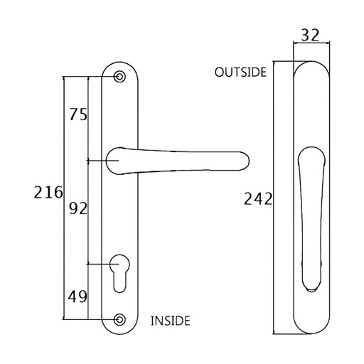 UPVCSTORE Sprung Inline Lever/Lever Door Handle - 92PZ/92PZ - DH312