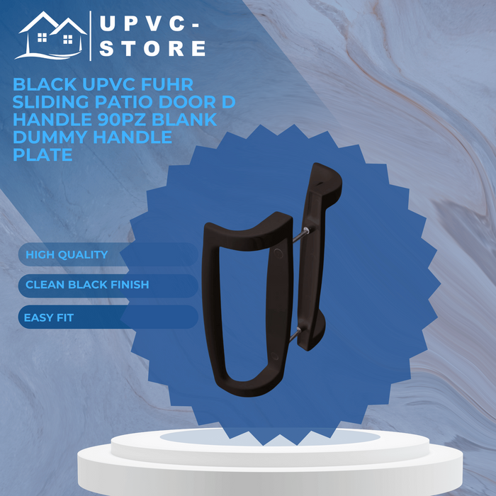 Black uPVC Fuhr Sliding Patio Door D Handle 90pz Blank Dummy Handle Plate