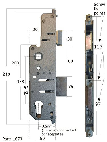 Genuine Mila Evolution Gearbox Centre Case 35mm Backset 92PZ – Replacement uPVC Multipoint Door Lock Mechanism