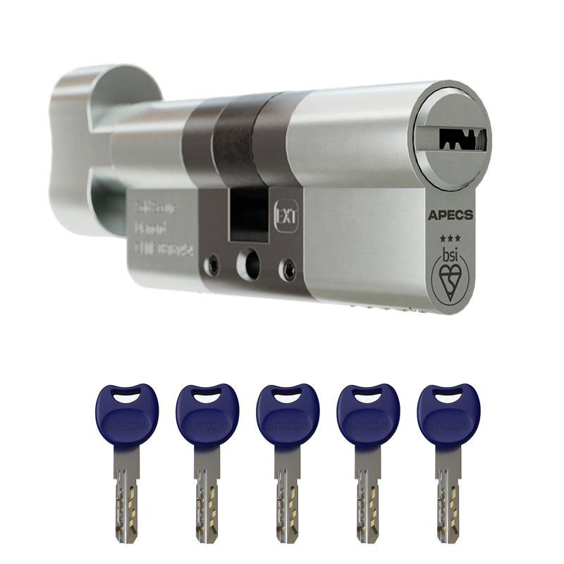 APECS AP 3* Star Euro Cylinder Thumb Turn Door Lock uPVC Aluminium Timber Door Barrel 6 Pin 5 Keys
