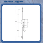 GU Europa Multipoint Door Lock – Latch, Deadbolt, 2 Tongue Hooks, Lift Lever Operation