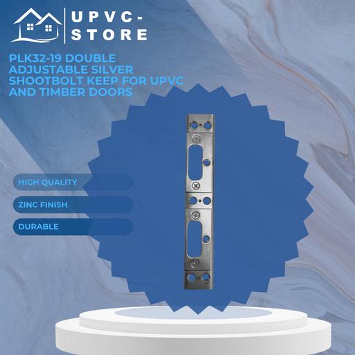 PLK32-19 Double Adjustable Silver Shootbolt Keep for uPVC and Timber Doors