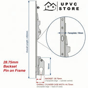 Fullex MK1 2 Point Sliding Patio Door Lock – Pin on Frame – 18.75mm / 25.75mm / 28.75mm Backset