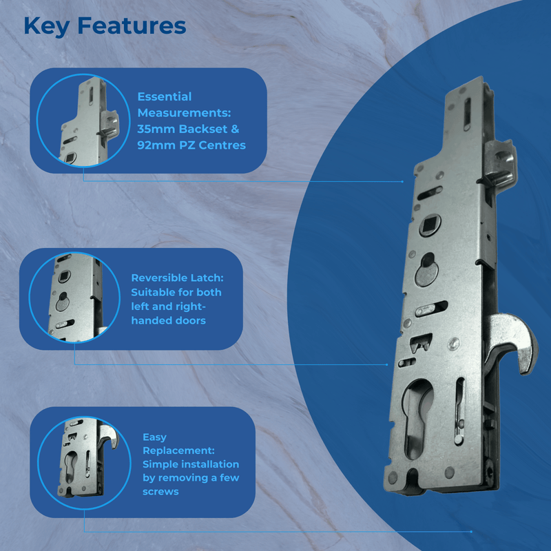 Ingenious Genuine Upvc Gear box Door Lock Centre Case 35mm Backset Single Spindle