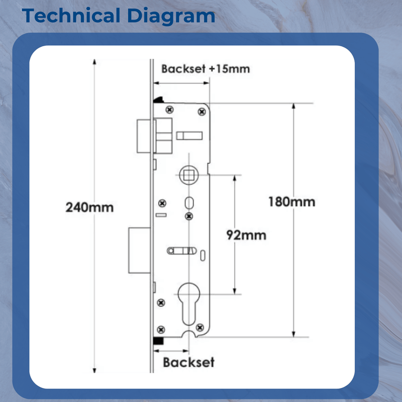 Overnight Lock Lift Lever Mechanism with 16mm Faceplate 30mm, 35mm, 45mm Kits