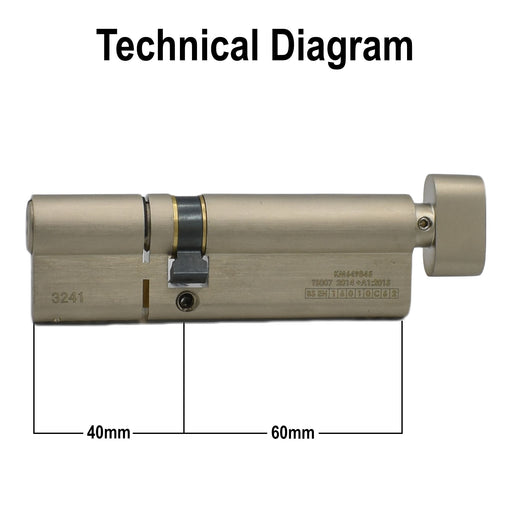 Mila BKS 3 Star Anti Snap Euro Cylinder Door Lock Nickel 60T/40 Thumb Turn