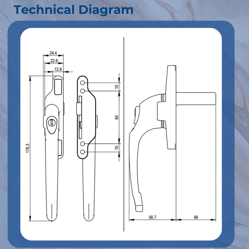 Cadenza Aluminium Window Handle Tongue (spade) Driven Various Colours Right / Left Hand