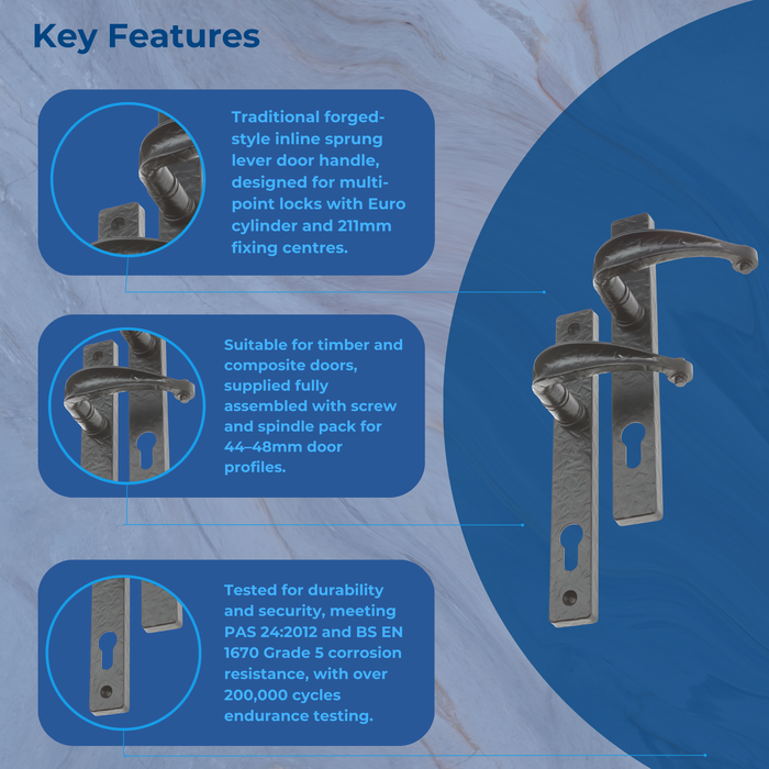 Sculptured Sprung Inline Lever Door Handle for uPVC & Composite Doors