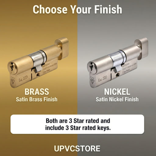 TS007 3 Star Euro Thumbturn Cylinder Lock – UPVCSTORE Anti-Snap BSI Kitemarked Key & Turn Door Barrel, High Security for UPVC Composite Doors, 3 Keys