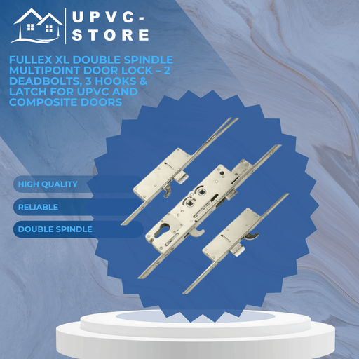 Fullex XL Double Spindle Multipoint Door Lock – 2 Deadbolts, 3 Hooks & Latch for uPVC and Composite Doors - 35mm