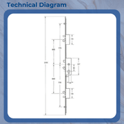 Fullex XL Multipoint Door Lock – Latch, 3 Hooks, 2 Anti-Lift Pins & 2 Rollers (Top Hook to Spindle: 660mm)