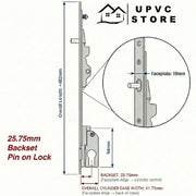 Fullex MK2 2 Point Sliding Patio Door Lock – Pin on Lock – 18.75mm / 25.75mm / 28.75mm Backset