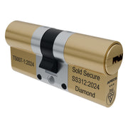 APECS AP v3 3-star Euro key/key cylinder in Brushed Brass, on a white background