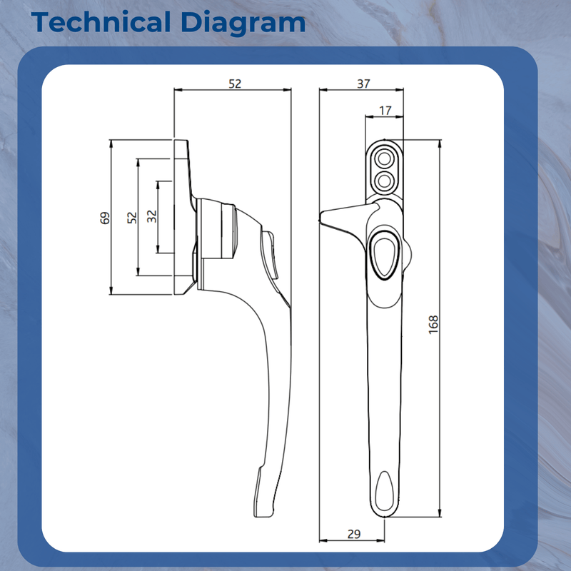 Maxim Cockspur Locking Window Handle – Right and Left-Handed for uPVC, Timber & Aluminium Windows
