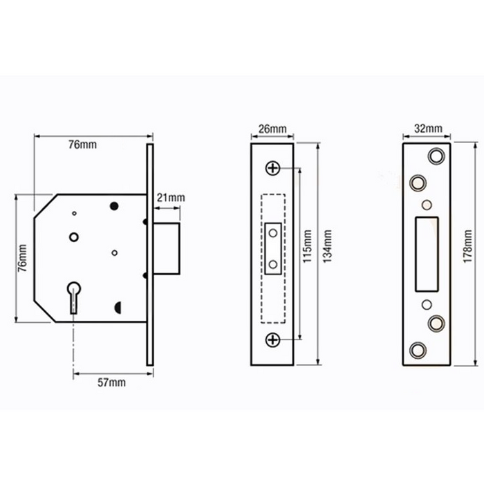 Imperial Locks - 5 Lever Mortice Deadlock - 76mm - G5054 BS3621 - British Standard