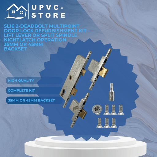 SL16 2-Deadbolt Multipoint Door Lock Refurbishment Kit – Lift Lever or Split Spindle Nightlatch version 35mm or 45mm Backset