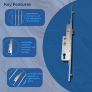 Avocet uPVC Trivalent 4 Roller Multipoint Door Lock Double Glazing 35mm Backset