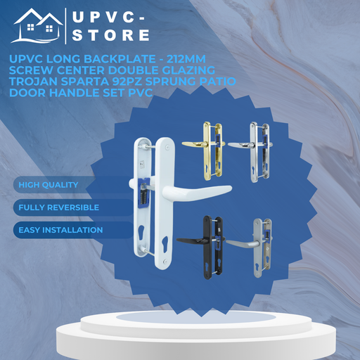 UPVC Double Glazing Trojan Sparta 92PZ Sprung Patio Door Handle Set PVC 212mm Screw Centers