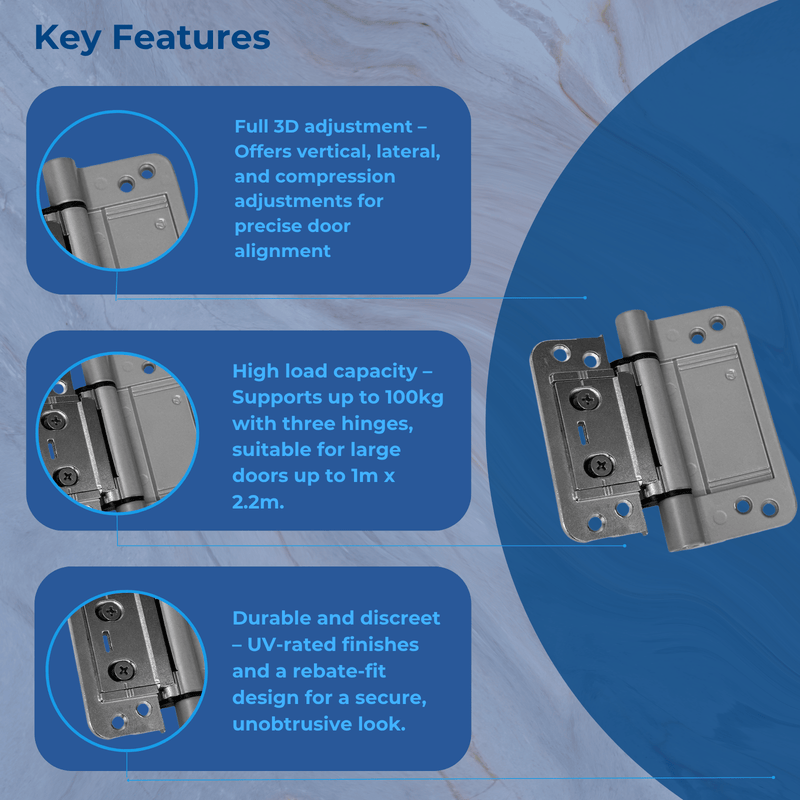 Yale / Trojan 3D Composite Door Hinge — Rebated Adjustable Butt Hinge