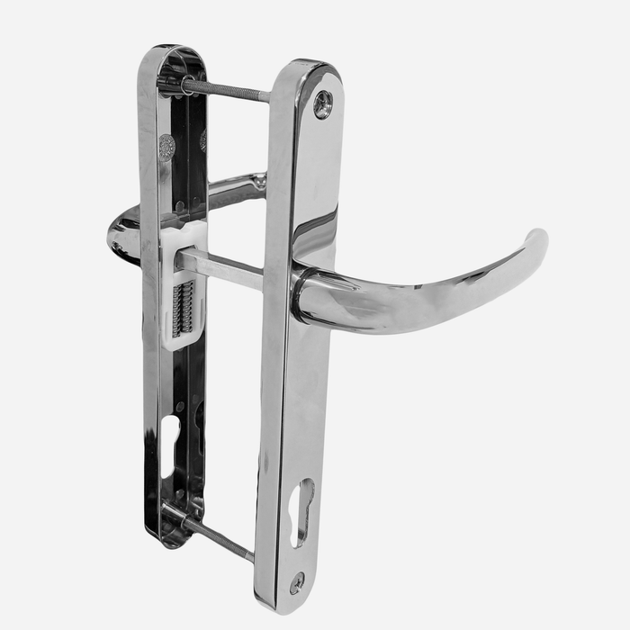 UPVC Double Glazing 92PZ 210mm Screw Centres Sprung Door Handle Set PVC Long Backplate	