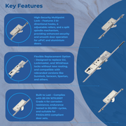 ERA Multipoint Door Lock – Split Spindle with 3 Hooks, 4 Rollers & Latch