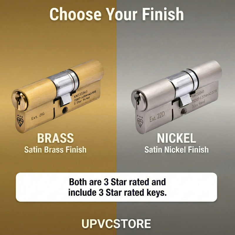 TS007 3 Star Euro Key Key Cylinder Lock – UPVCSTORE Anti-Snap BSI Kitemarked Key & Key Door Barrel, High Security for UPVC Composite Doors, 3 Keys