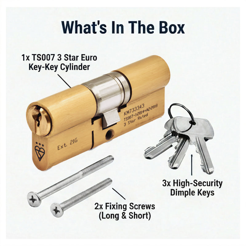 TS007 3 Star Euro Key Key Cylinder Lock – UPVCSTORE Anti-Snap BSI Kitemarked Key & Key Door Barrel, High Security for UPVC Composite Doors, 3 Keys