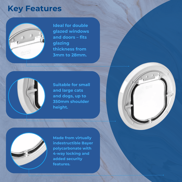 Pet-Tek Glass Fitting Maxi Dual Glaze Pet Door Cat Flap Dog