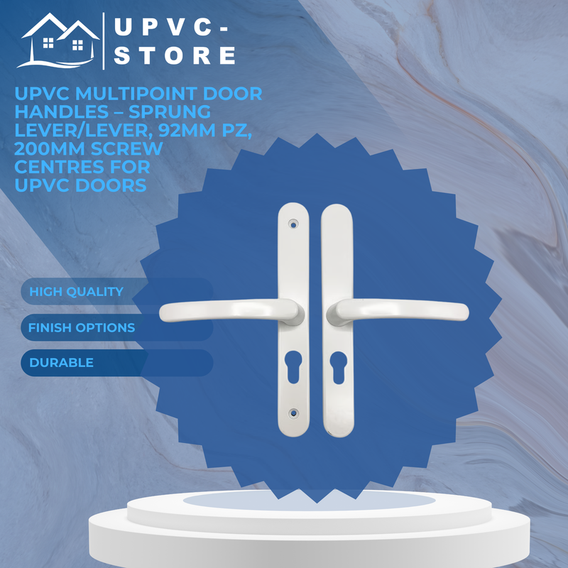 uPVC Multipoint Door Handles – Sprung Lever/Lever, 92mm PZ, 200mm Screw Centres