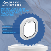 Pet Tek Large Glass Fitting Dog Door Flap Clear And White Available